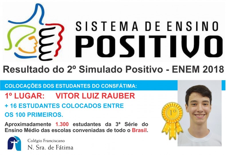 1º Lugar Nacional - 2º Simulado Enem Positivo